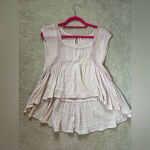 Free People Light Pink Peasant Top, Size XS